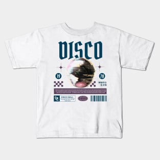 DISCO  - Grainy Mirror Ball (navy/lavender) Kids T-Shirt